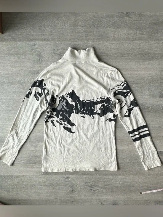 Vintage Neve Ski girl Graphic Quarter-Zip Pullover Silk & Wool Blend - Picture 7 of 9